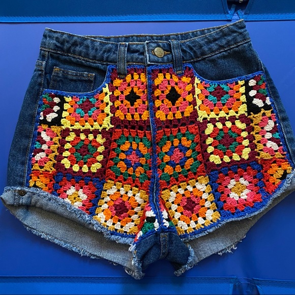 FARM Rio Pants - FARM denim/crochet shorts (NWT)